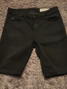 Esprit Black Denim Shorts with Teal Label Accent
